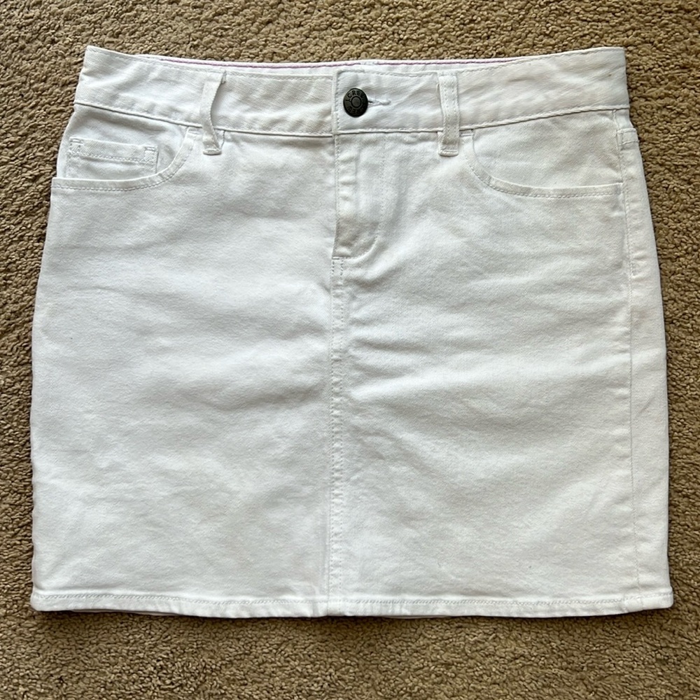 J. Crew Gray White Denim Mini Pencil Skirt Size 2
